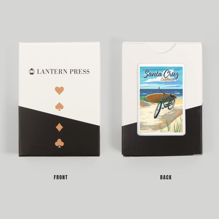 Playing Cards, Santa Cruz, California, Beach Cruiser on Beach, 52 Card Deck with Jokers in Box, Unique Art Cards Lantern Press 