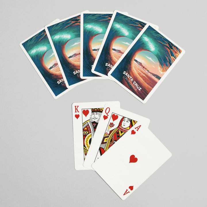 Playing Cards, Santa Cruz, California, Epic Wave, 52 Card Deck with Jokers in Box, Unique Art Cards Lantern Press 