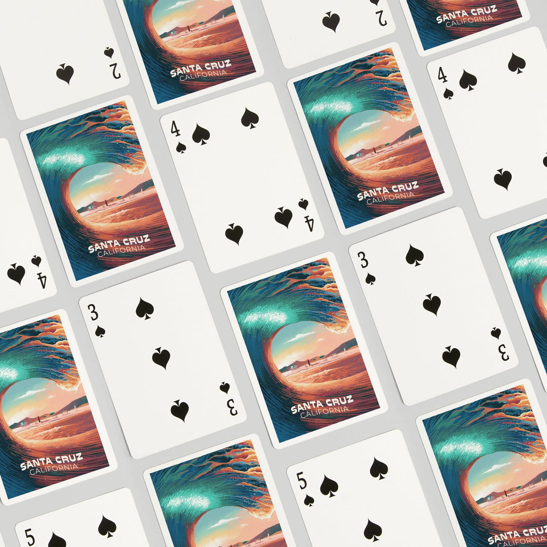 Playing Cards, Santa Cruz, California, Epic Wave, 52 Card Deck with Jokers in Box, Unique Art Cards Lantern Press 