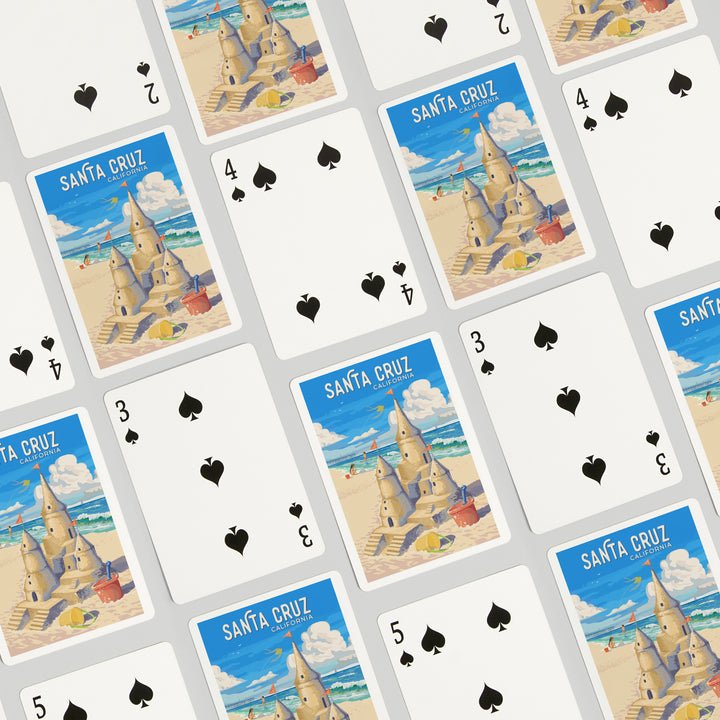 Playing Cards, Santa Cruz, California, Painterly, Soak Up Summer, Sand Castle, 52 Card Deck with Jokers in Box, Unique Art Cards Lantern Press 