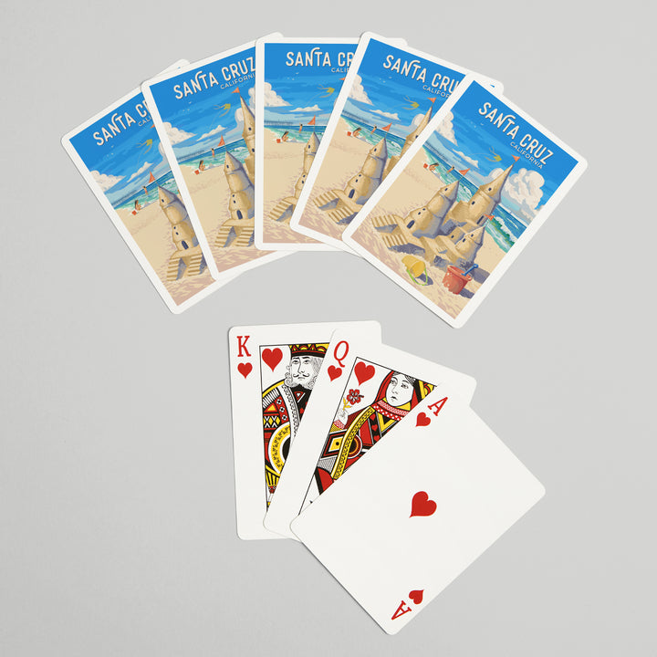 Playing Cards, Santa Cruz, California, Painterly, Soak Up Summer, Sand Castle, 52 Card Deck with Jokers in Box, Unique Art Cards Lantern Press 