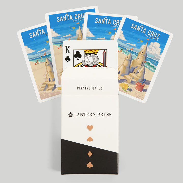 Playing Cards, Santa Cruz, California, Painterly, Soak Up Summer, Sand Castle, 52 Card Deck with Jokers in Box, Unique Art Cards Lantern Press 