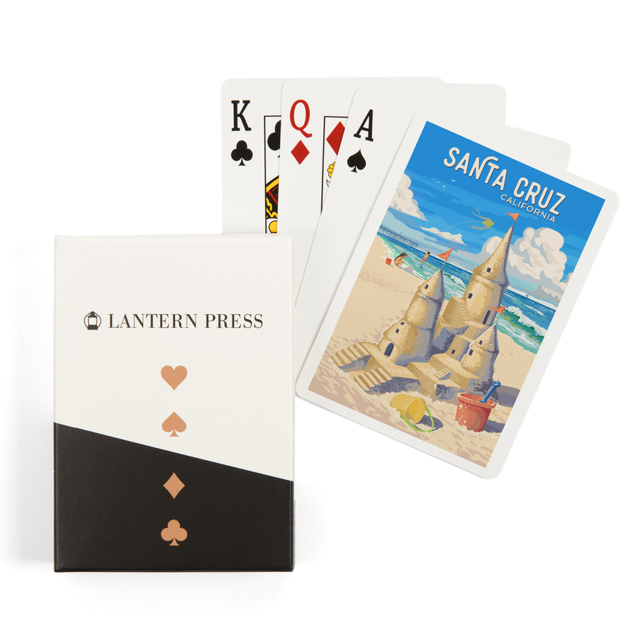 Playing Cards, Santa Cruz, California, Painterly, Soak Up Summer, Sand Castle, 52 Card Deck with Jokers in Box, Unique Art Cards Lantern Press 