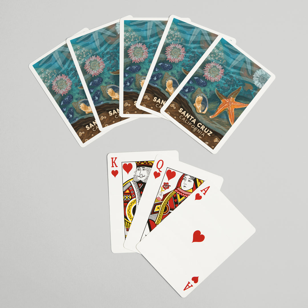 Playing Cards, Santa Cruz, California, Painterly, Tiny World Huge Wonders, Starfish and Shells, 52 Card Deck with Jokers in Box, Unique Art Cards Lantern Press 