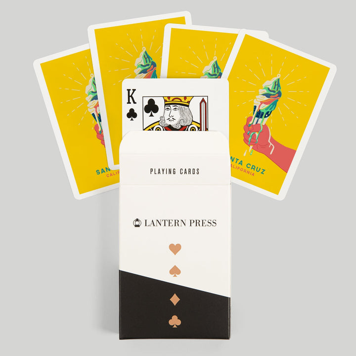Playing Cards, Santa Cruz, California, Sweet Relief Collection, Melting Ice Cream Cone, 52 Card Deck with Jokers in Box, Unique Art Cards Lantern Press 