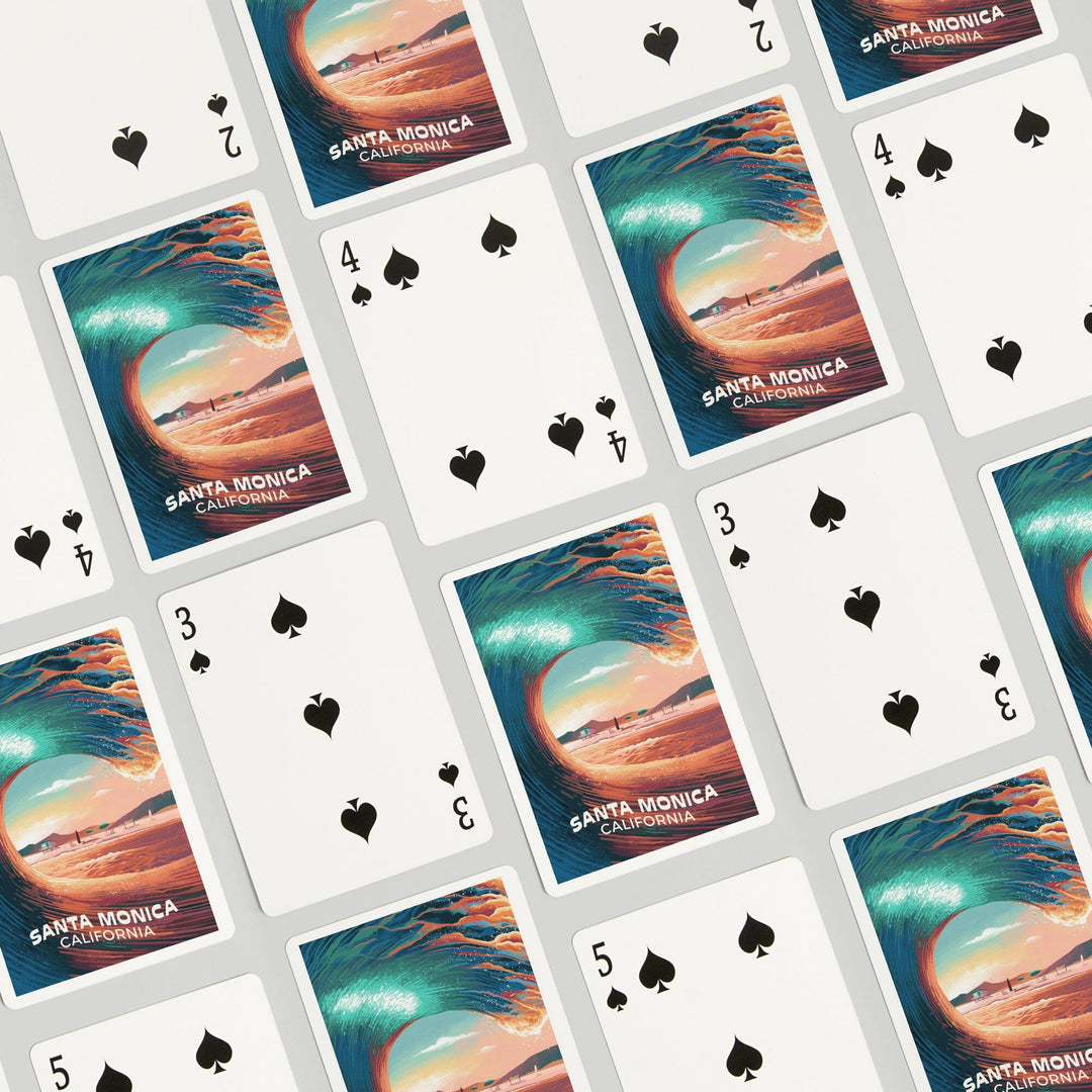 Playing Cards, Santa Monica, California, Epic Wave, 52 Card Deck with Jokers in Box, Unique Art Cards Lantern Press 