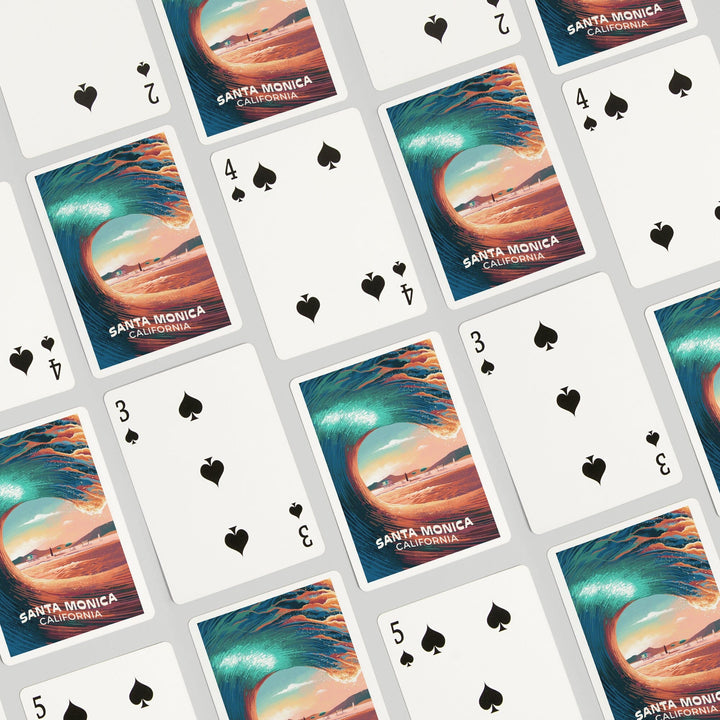 Playing Cards, Santa Monica, California, Epic Wave, 52 Card Deck with Jokers in Box, Unique Art Cards Lantern Press 