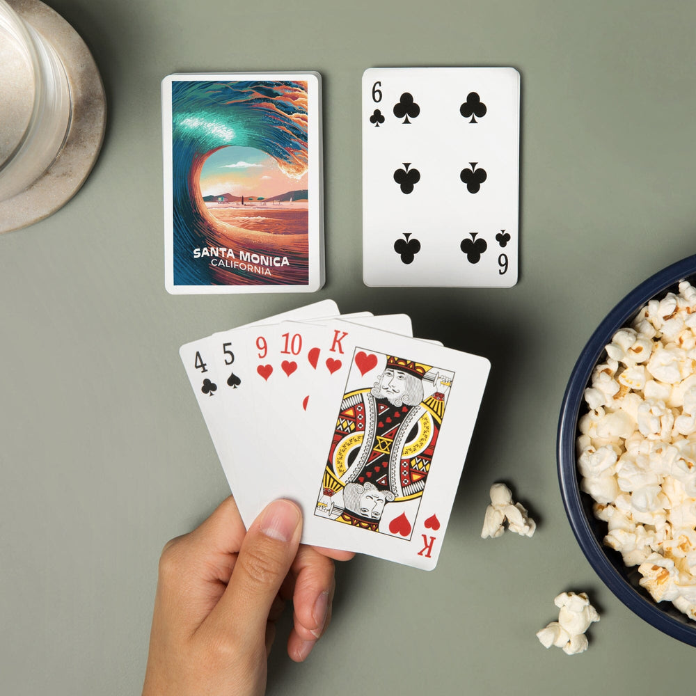 Playing Cards, Santa Monica, California, Epic Wave, 52 Card Deck with Jokers in Box, Unique Art Cards Lantern Press 