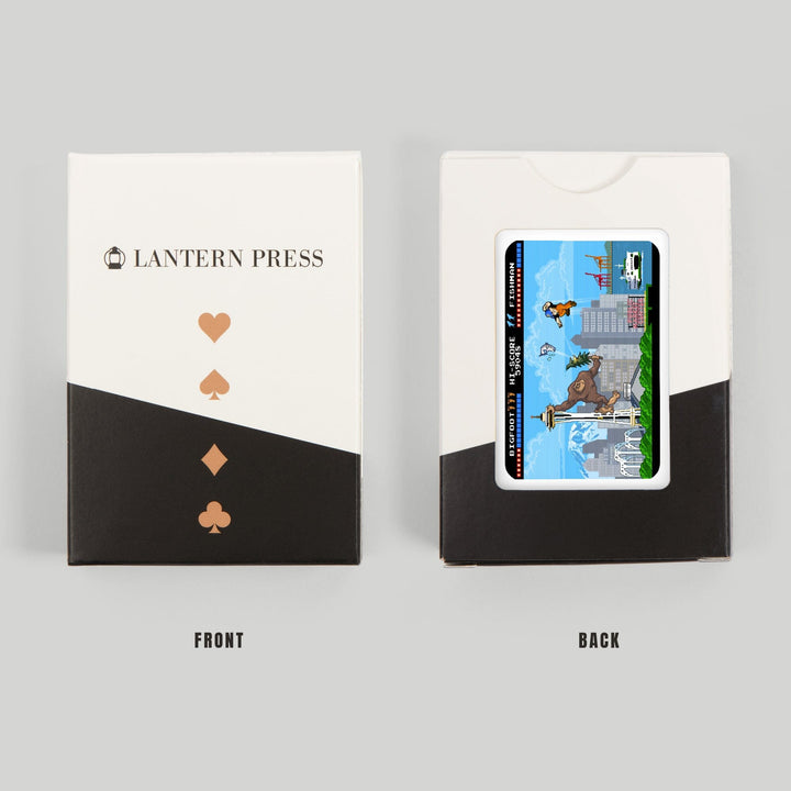 Playing Cards, Seattle, Washington, 8-Bit Retro Video Game, 52 Card Deck with Jokers in Box, Unique Art Cards Lantern Press 