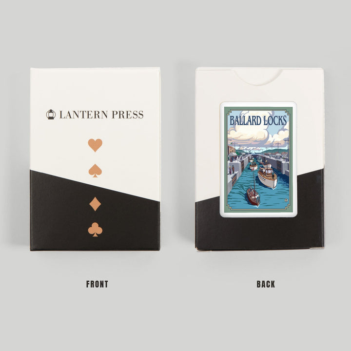 Playing Cards, Seattle, Washington, Ballard Locks, 52 Card Deck with Jokers in Box, Unique Art Cards Lantern Press 