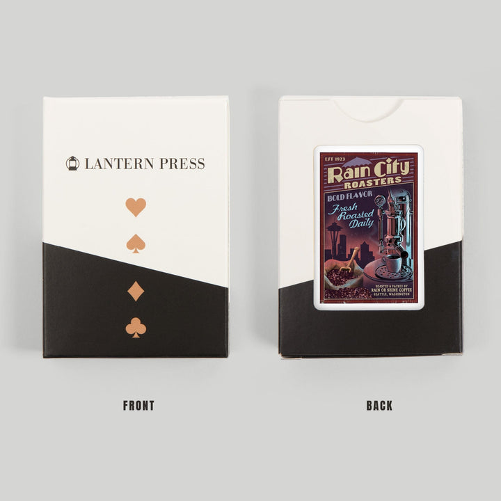 Playing Cards, Seattle, Washington, Coffee Roasters Vintage Sign, 52 Card Deck with Jokers in Box, Unique Art Cards Lantern Press 