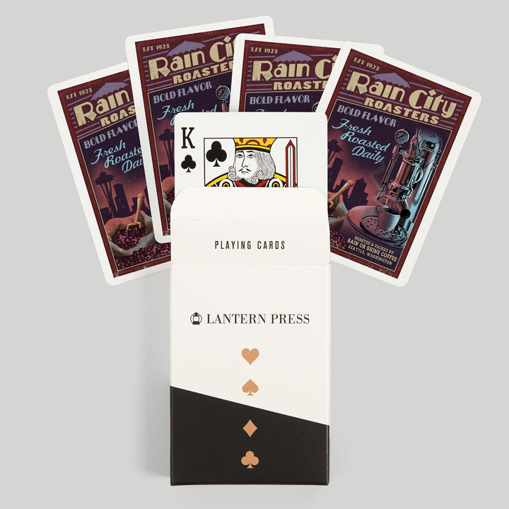 Playing Cards, Seattle, Washington, Coffee Roasters Vintage Sign, 52 Card Deck with Jokers in Box, Unique Art Cards Lantern Press 