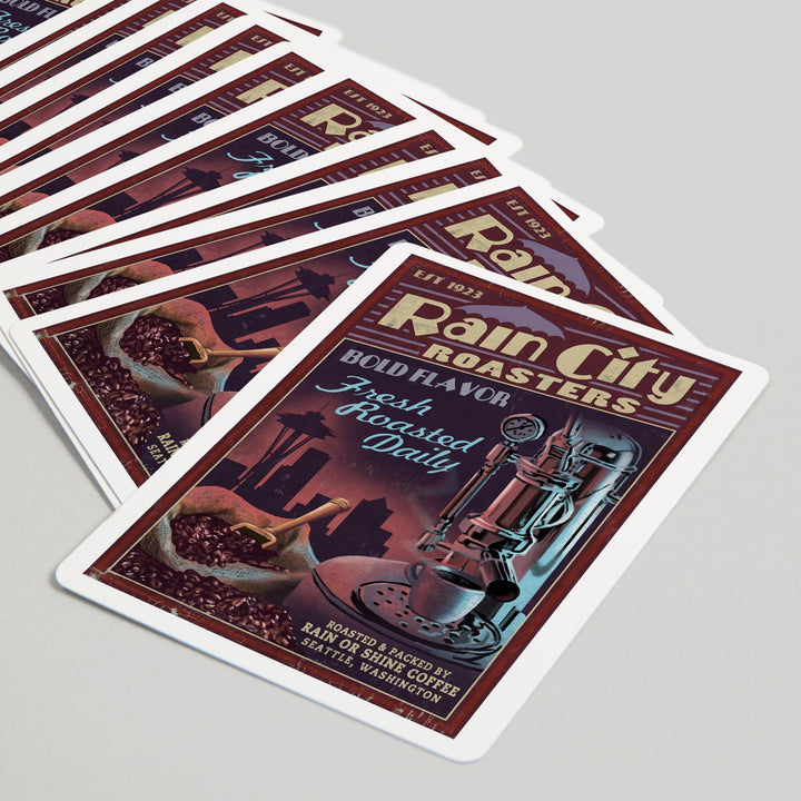 Playing Cards, Seattle, Washington, Coffee Roasters Vintage Sign, 52 Card Deck with Jokers in Box, Unique Art Cards Lantern Press 