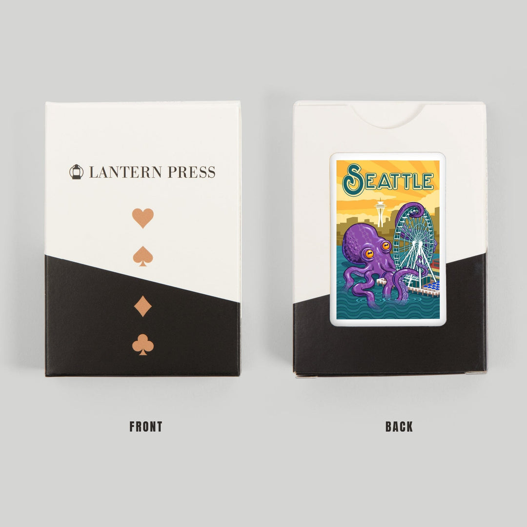 Playing Cards, Seattle, Washington, Giant Octopus, 52 Card Deck with Jokers in Box, Unique Art Cards Lantern Press 