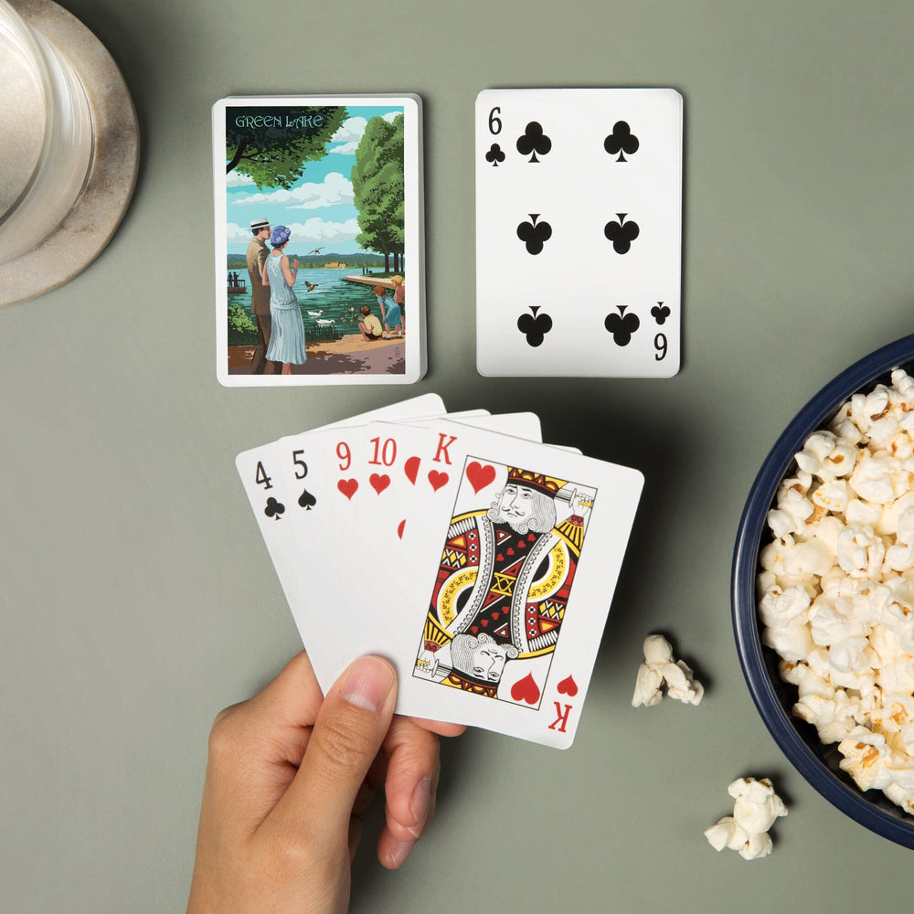Playing Cards, Seattle, Washington, Green Lake Pathway, 52 Card Deck with Jokers in Box, Unique Art Cards Lantern Press 