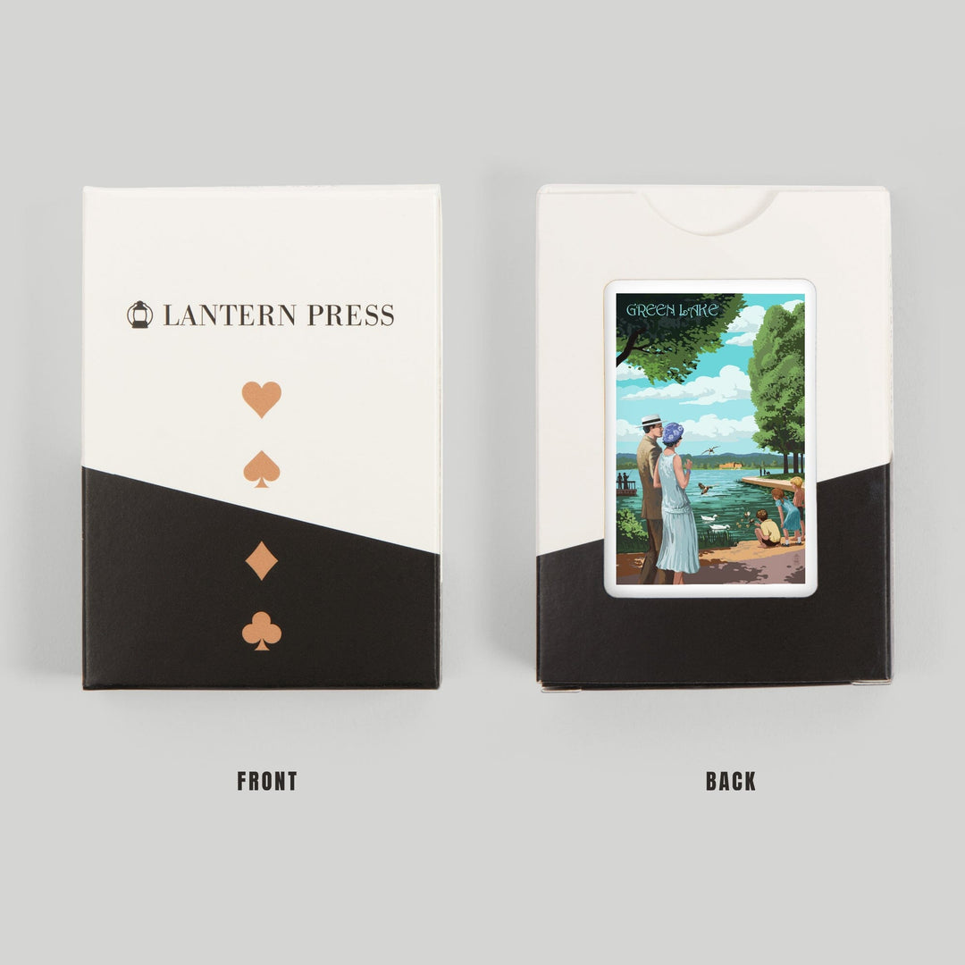 Playing Cards, Seattle, Washington, Green Lake Pathway, 52 Card Deck with Jokers in Box, Unique Art Cards Lantern Press 