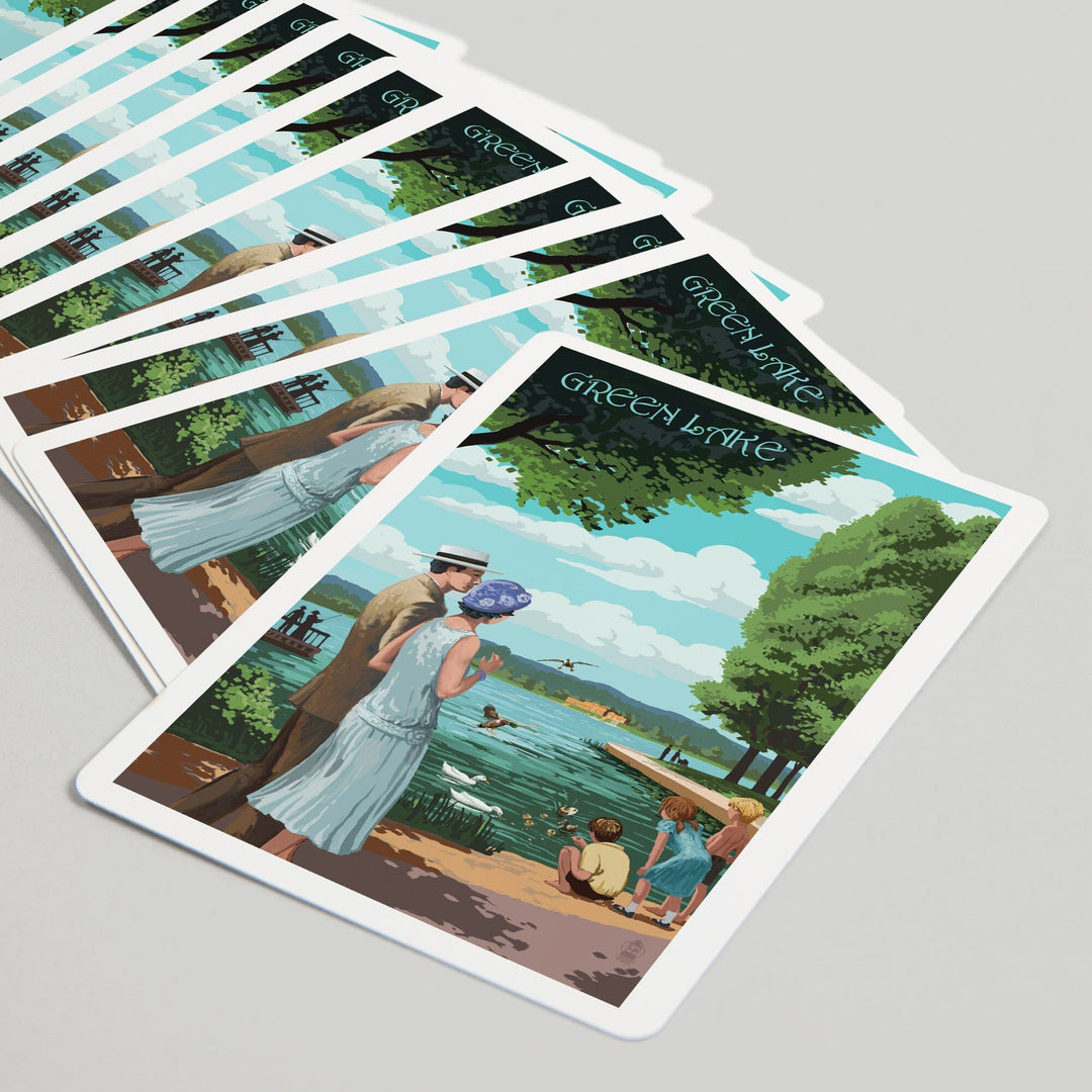 Playing Cards, Seattle, Washington, Green Lake Pathway, 52 Card Deck with Jokers in Box, Unique Art Cards Lantern Press 