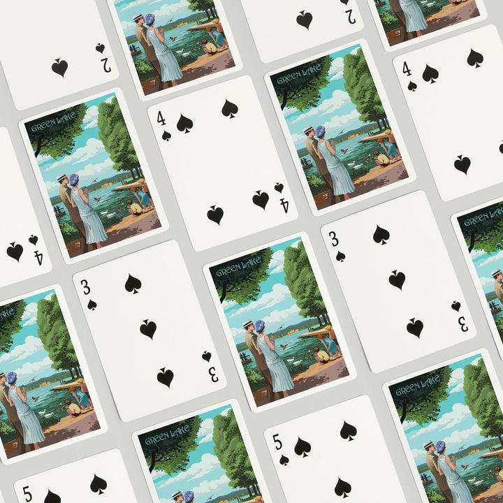Playing Cards, Seattle, Washington, Green Lake Pathway, 52 Card Deck with Jokers in Box, Unique Art Cards Lantern Press 