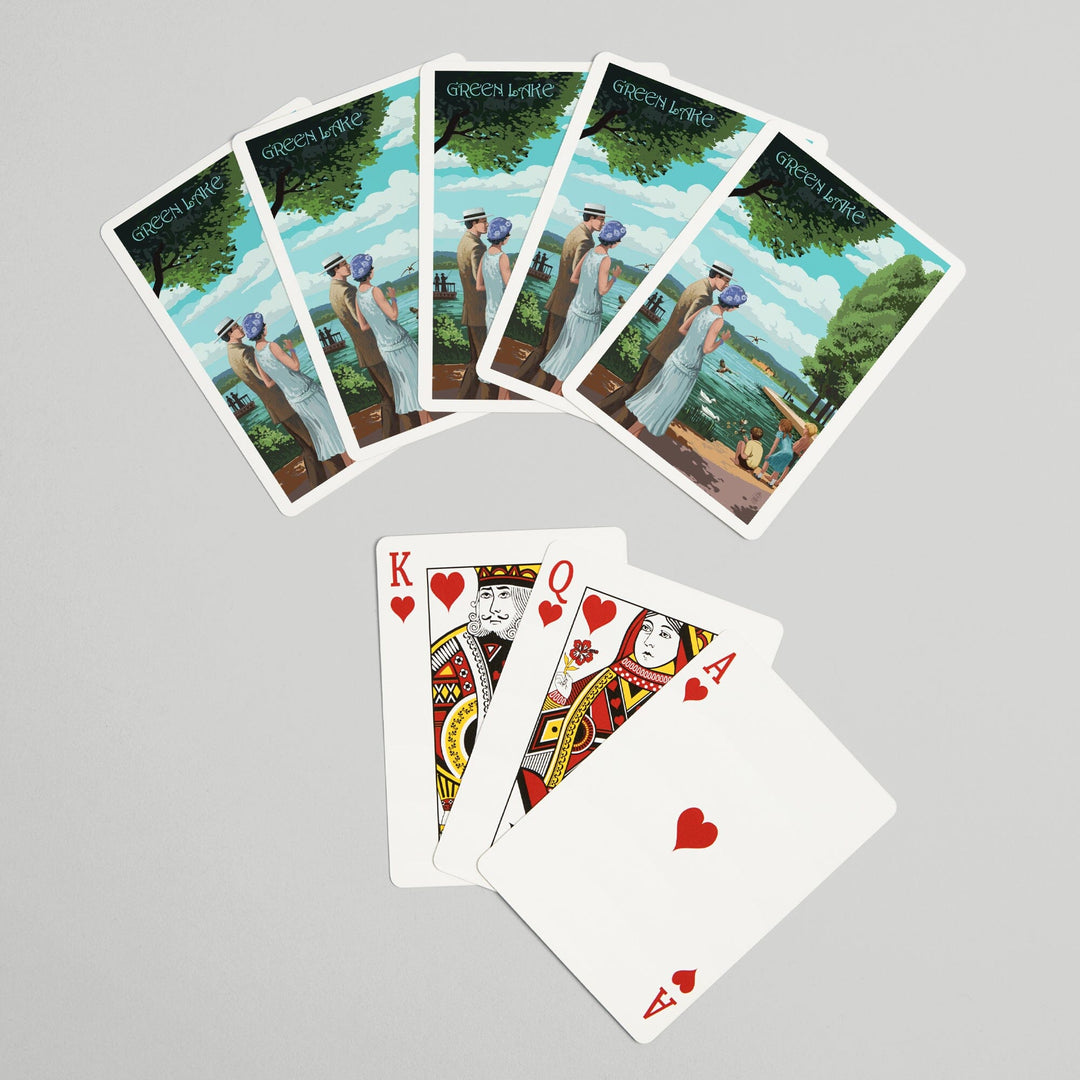 Playing Cards, Seattle, Washington, Green Lake Pathway, 52 Card Deck with Jokers in Box, Unique Art Cards Lantern Press 