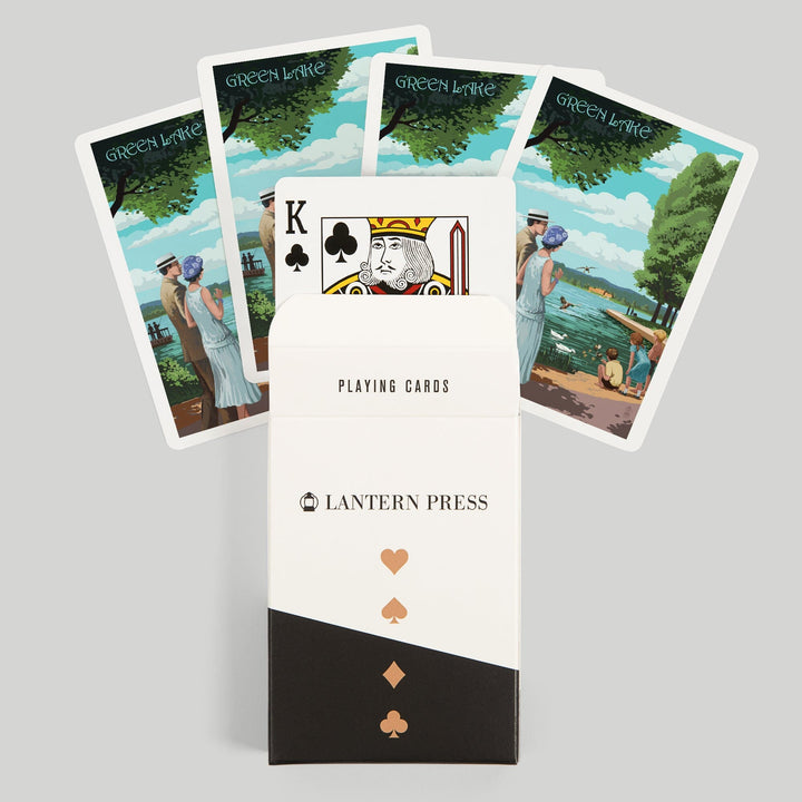 Playing Cards, Seattle, Washington, Green Lake Pathway, 52 Card Deck with Jokers in Box, Unique Art Cards Lantern Press 