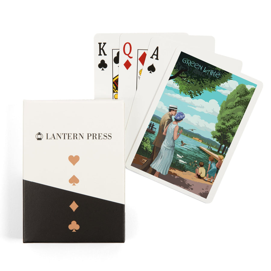 Playing Cards, Seattle, Washington, Green Lake Pathway, 52 Card Deck with Jokers in Box, Unique Art Cards Lantern Press 