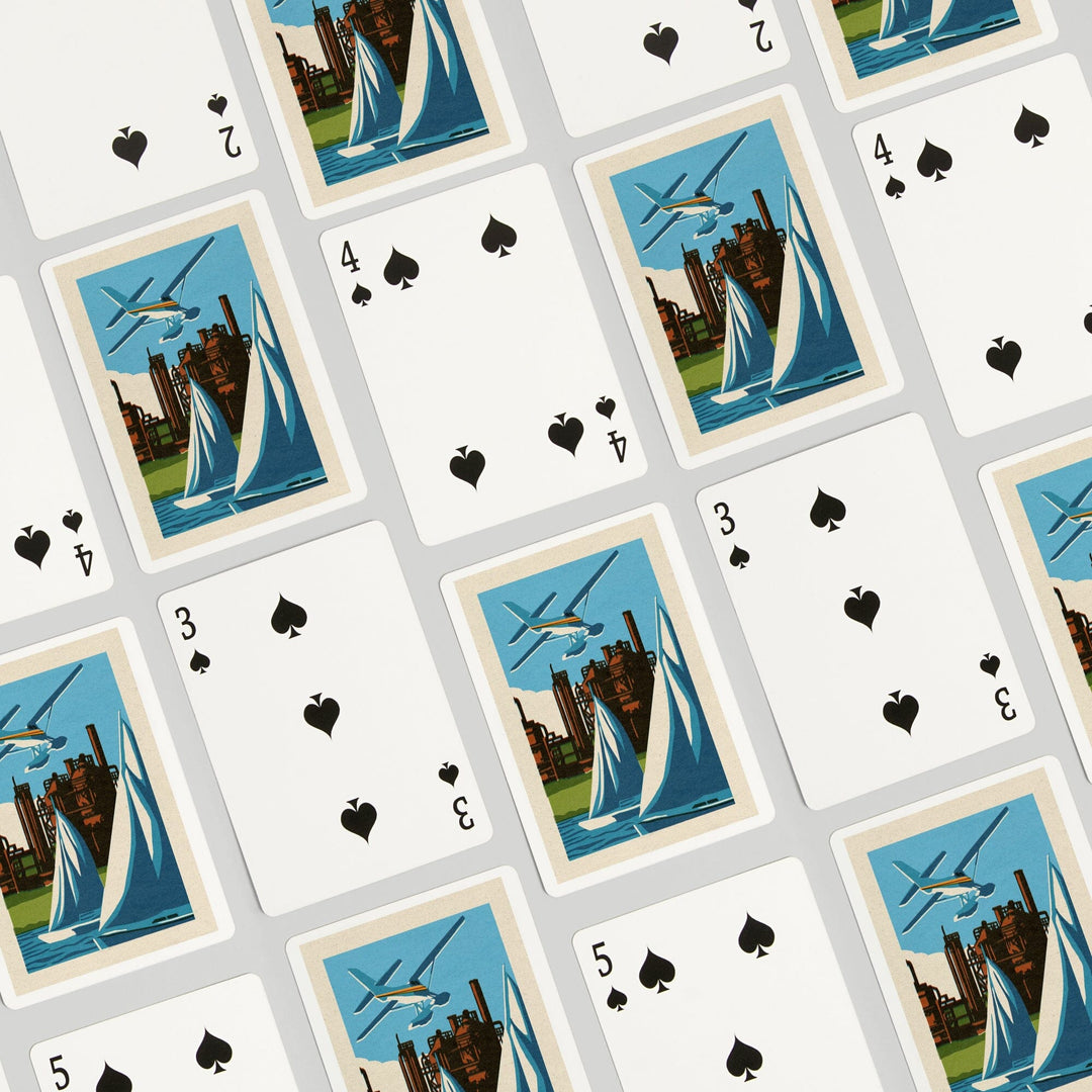Playing Cards, Seattle, Washington, Lake Union, Woodblock, 52 Card Deck with Jokers in Box, Unique Art Cards Lantern Press 