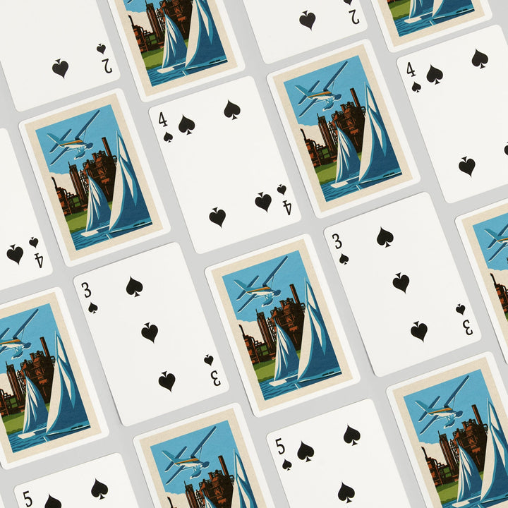 Playing Cards, Seattle, Washington, Lake Union, Woodblock, 52 Card Deck with Jokers in Box, Unique Art Cards Lantern Press 
