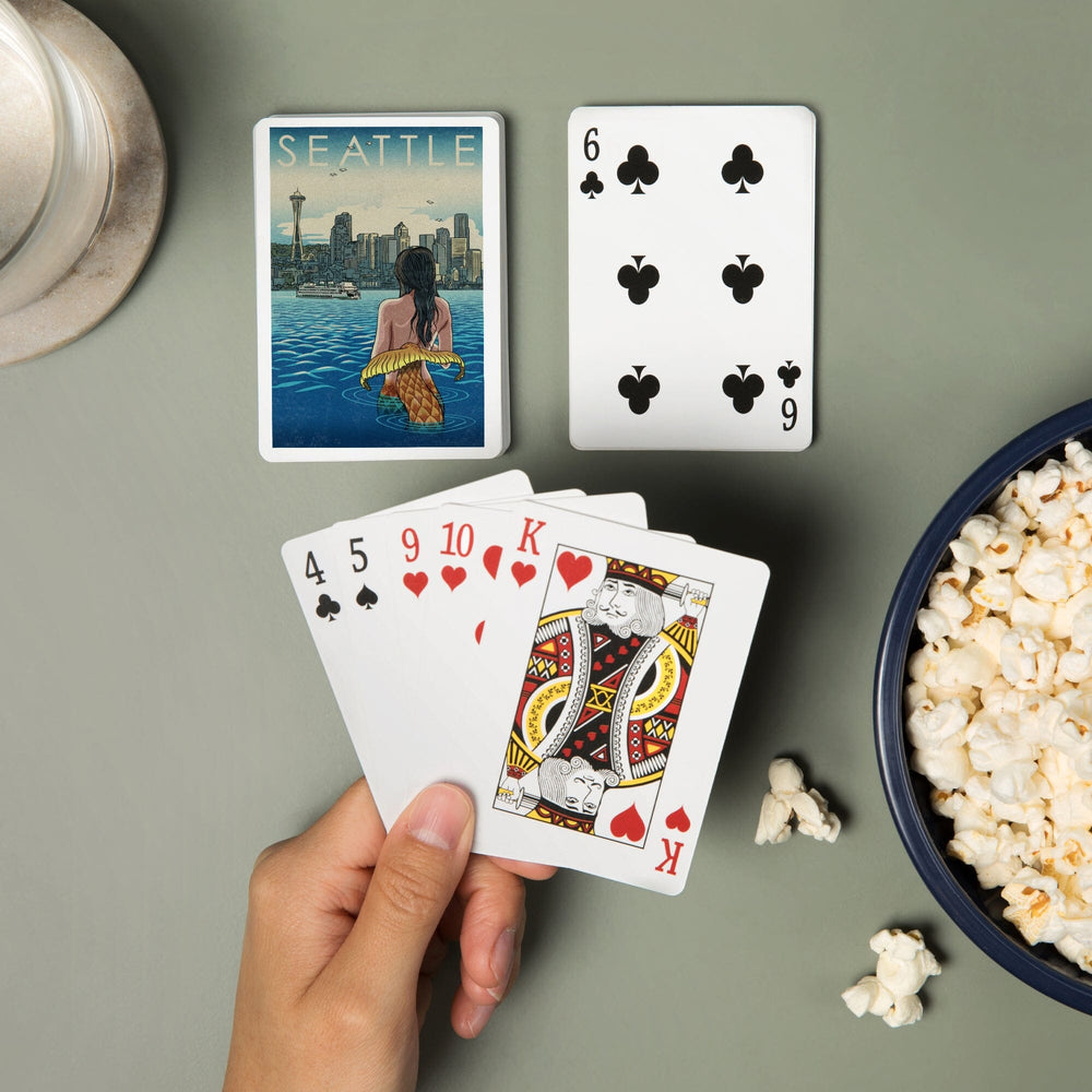 Playing Cards, Seattle, Washington, Mermaid, 52 Card Deck with Jokers in Box, Unique Art Cards Lantern Press 