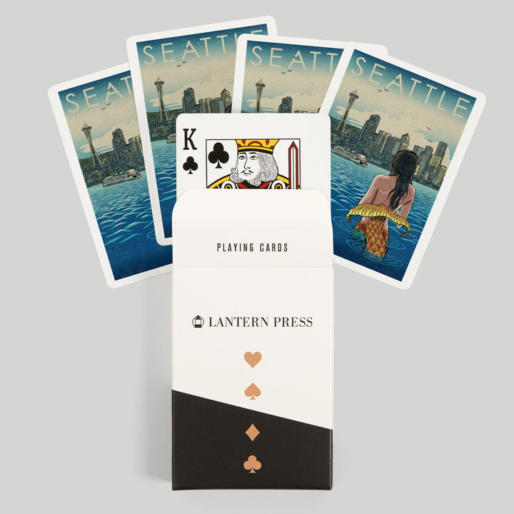 Playing Cards, Seattle, Washington, Mermaid, 52 Card Deck with Jokers in Box, Unique Art Cards Lantern Press 