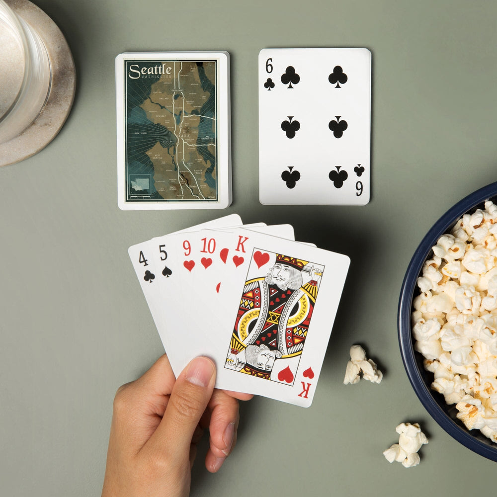 Playing Cards, Seattle, Washington, Nautical Map, 52 Card Deck with Jokers in Box, Unique Art Cards Lantern Press 