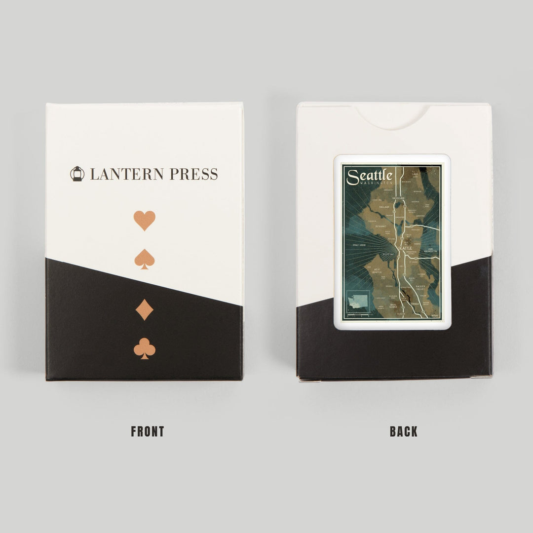 Playing Cards, Seattle, Washington, Nautical Map, 52 Card Deck with Jokers in Box, Unique Art Cards Lantern Press 