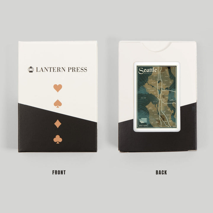 Playing Cards, Seattle, Washington, Nautical Map, 52 Card Deck with Jokers in Box, Unique Art Cards Lantern Press 