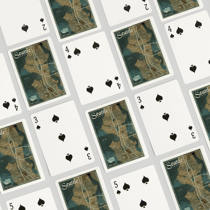 Playing Cards, Seattle, Washington, Nautical Map, 52 Card Deck with Jokers in Box, Unique Art Cards Lantern Press 