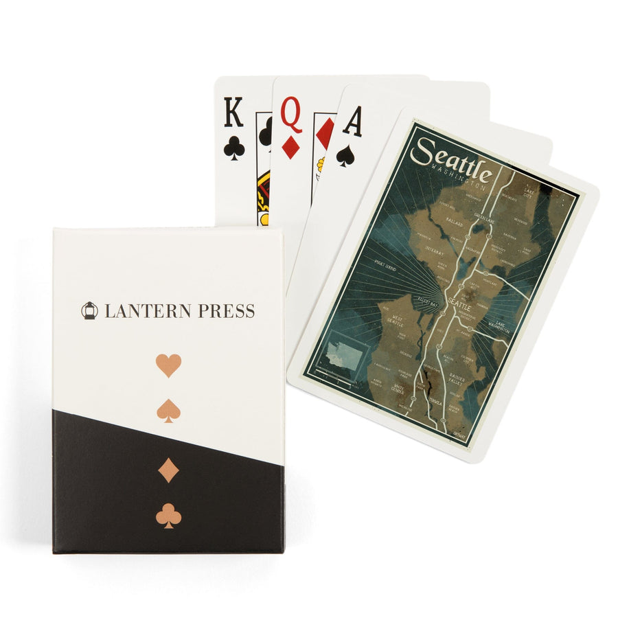 Playing Cards, Seattle, Washington, Nautical Map, 52 Card Deck with Jokers in Box, Unique Art Cards Lantern Press 
