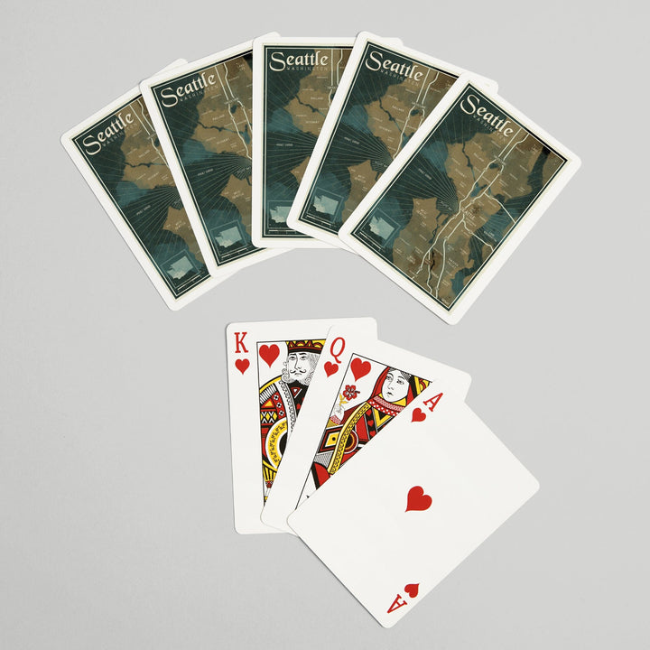 Playing Cards, Seattle, Washington, Nautical Map, 52 Card Deck with Jokers in Box, Unique Art Cards Lantern Press 