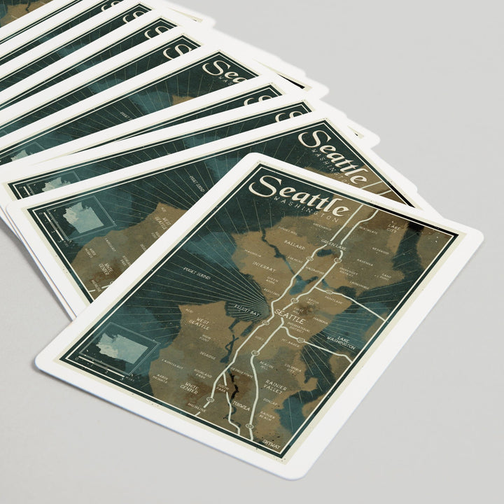 Playing Cards, Seattle, Washington, Nautical Map, 52 Card Deck with Jokers in Box, Unique Art Cards Lantern Press 