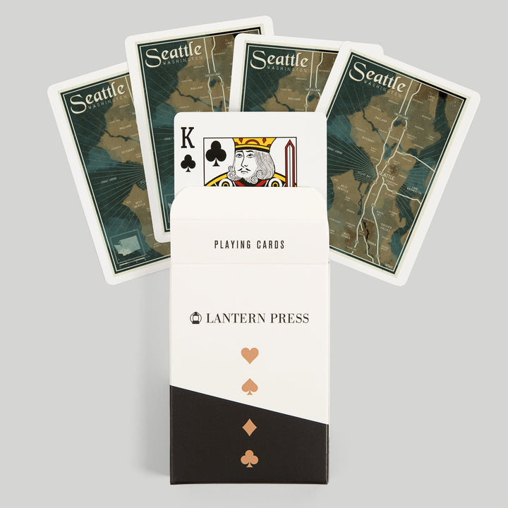 Playing Cards, Seattle, Washington, Nautical Map, 52 Card Deck with Jokers in Box, Unique Art Cards Lantern Press 
