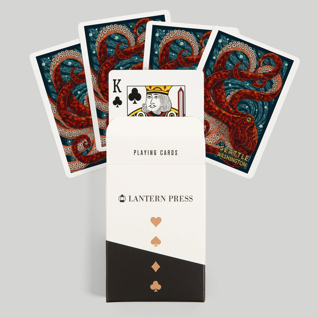 Playing Cards, Seattle, Washington, Octopus Mosaic, 52 Card Deck with Jokers in Box, Unique Art Cards Lantern Press 