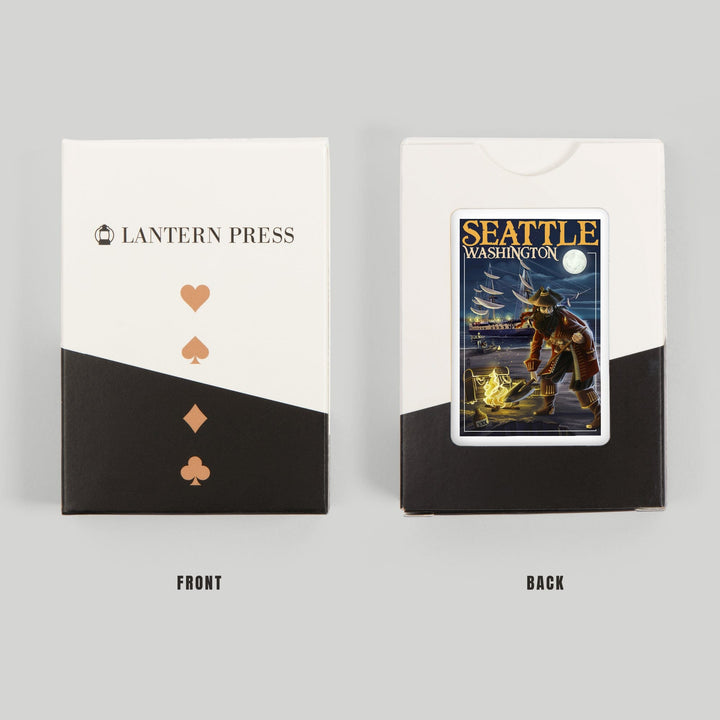 Playing Cards, Seattle, Washington, Pirate and Treasure, 52 Card Deck with Jokers in Box, Unique Art Cards Lantern Press 