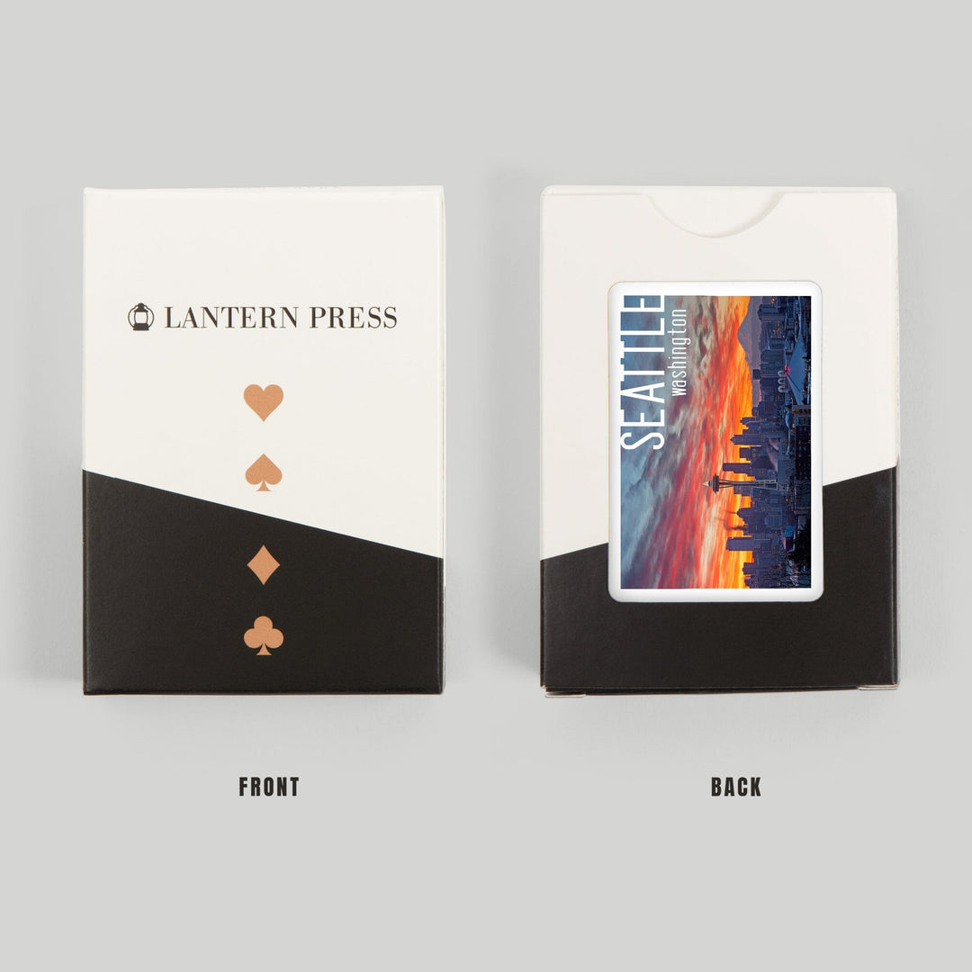 Playing Cards, Seattle, Washington, Rainier and Sunrise, 52 Card Deck with Jokers in Box, Unique Art Cards Lantern Press 