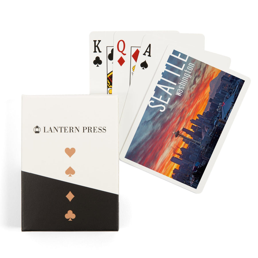 Playing Cards, Seattle, Washington, Rainier and Sunrise, 52 Card Deck with Jokers in Box, Unique Art Cards Lantern Press 