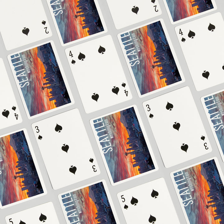 Playing Cards, Seattle, Washington, Rainier and Sunrise, 52 Card Deck with Jokers in Box, Unique Art Cards Lantern Press 