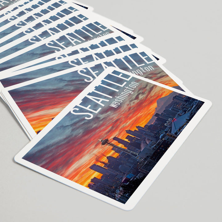 Playing Cards, Seattle, Washington, Rainier and Sunrise, 52 Card Deck with Jokers in Box, Unique Art Cards Lantern Press 