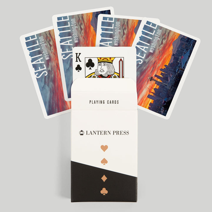 Playing Cards, Seattle, Washington, Rainier and Sunrise, 52 Card Deck with Jokers in Box, Unique Art Cards Lantern Press 