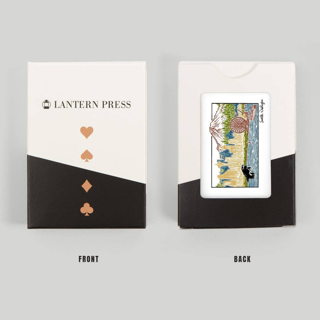 Playing Cards, Seattle, Washington, Skyline, 52 Card Deck with Jokers in Box, Unique Art Cards Lantern Press 