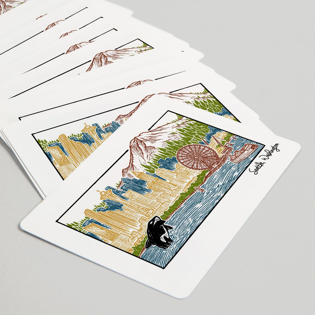 Playing Cards, Seattle, Washington, Skyline, 52 Card Deck with Jokers in Box, Unique Art Cards Lantern Press 