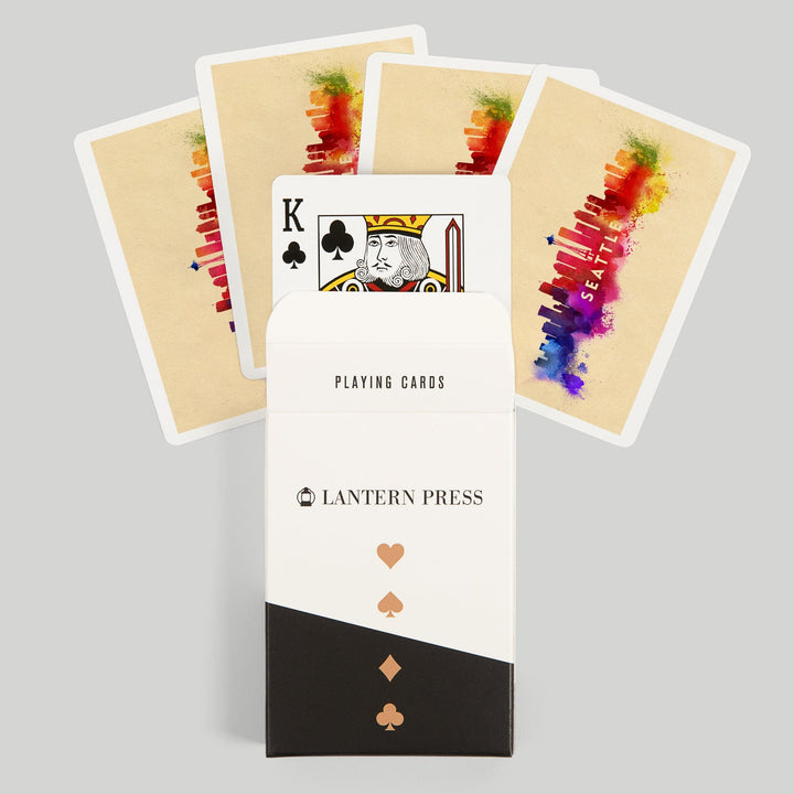 Playing Cards, Seattle, Washington, Skyline Abstract, Tan, 52 Card Deck with Jokers in Box, Unique Art Cards Lantern Press 
