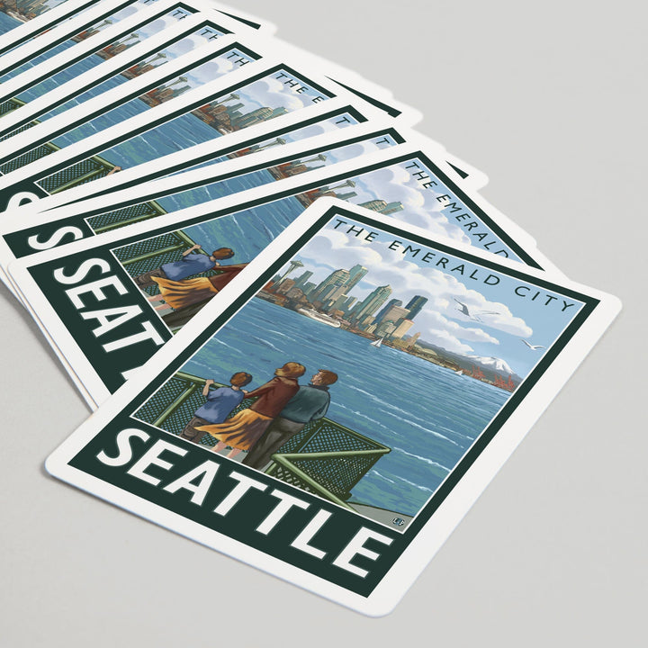 Playing Cards, Seattle, Washington, Skyline, The Emerald City and Ferry, 52 Card Deck with Jokers in Box, Unique Art Cards Lantern Press 