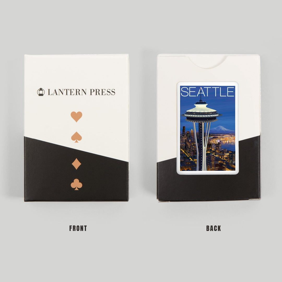 Playing Cards, Seattle, Washington, Space Needle Aerial View, 52 Card Deck with Jokers in Box, Unique Art Cards Lantern Press 