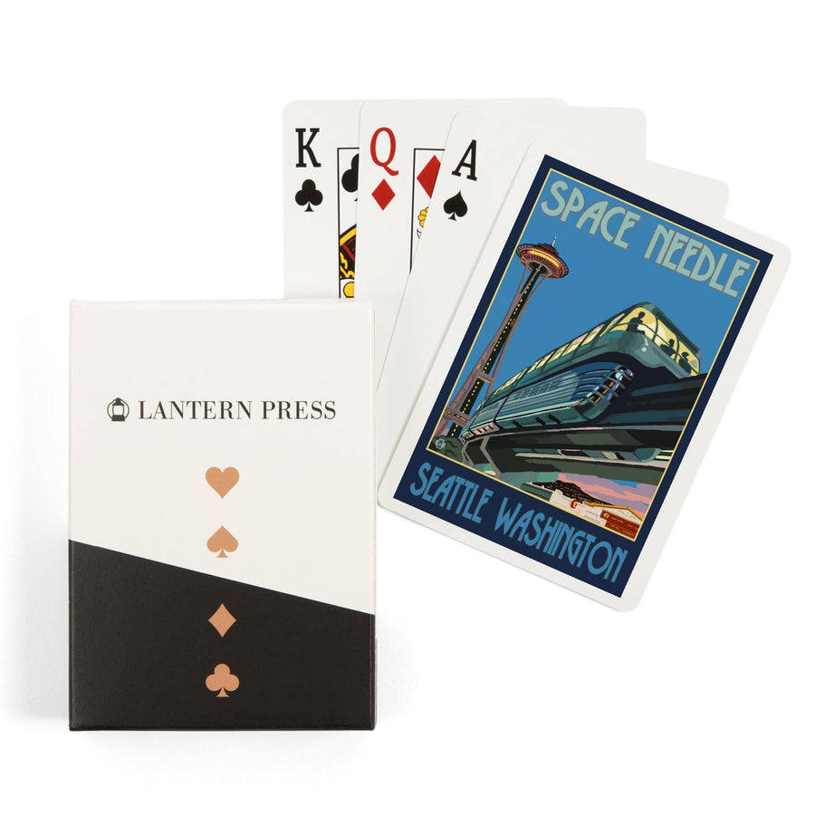 Playing Cards, Seattle, Washington, Space Needle and Monorail, 52 Card Deck with Jokers in Box, Unique Art Cards Lantern Press 